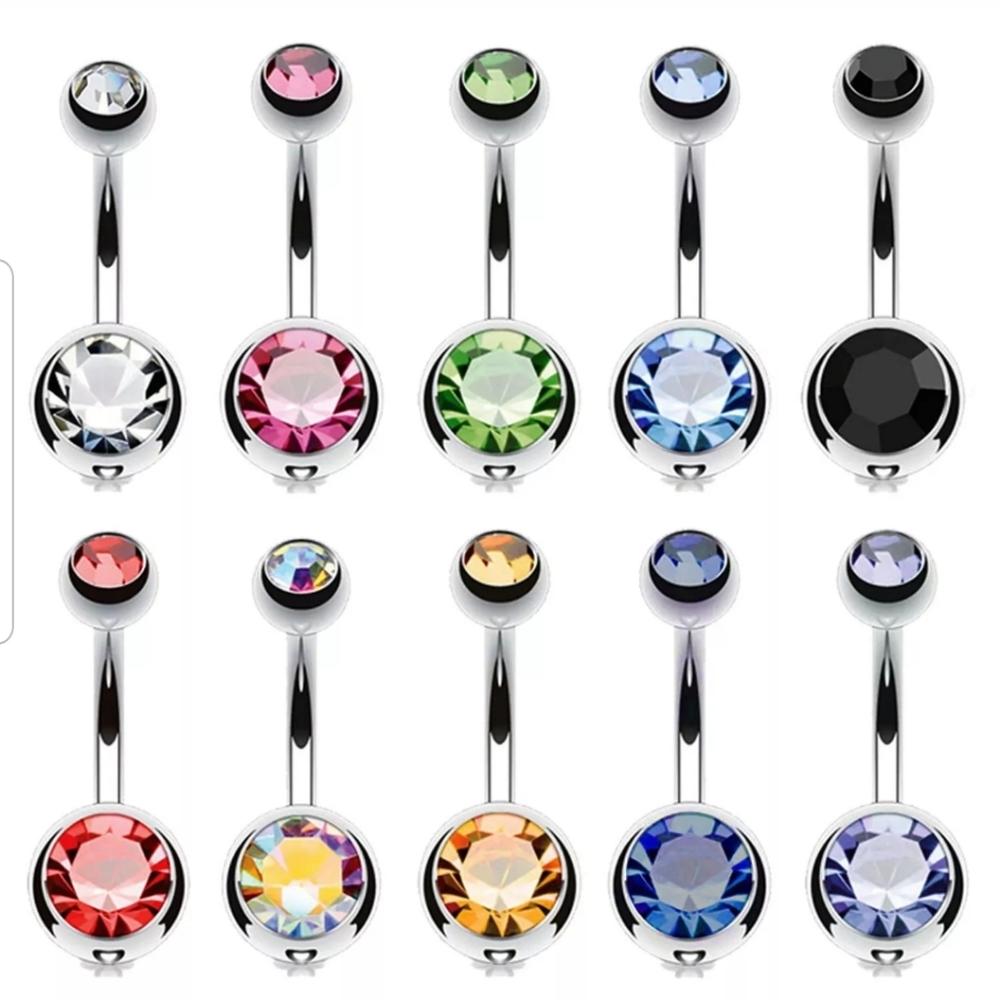 10 BLING RHINESTONE BELLY NAVEL RINGS